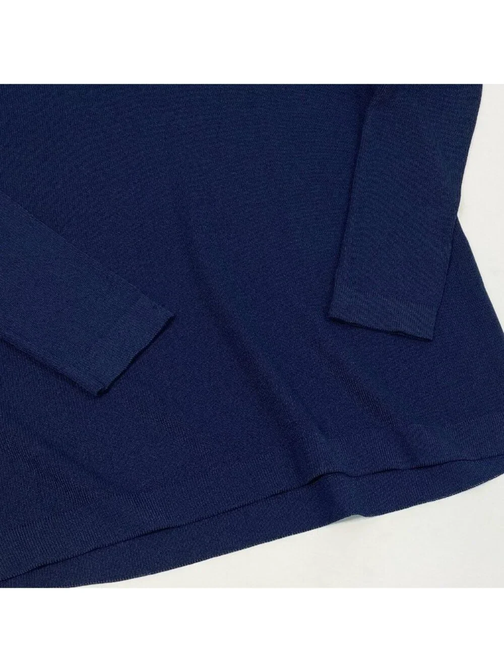 Saint Laurent Rive Gauche Rib Long Sleeve Knit Gold Button Navy Rayon Sweater
